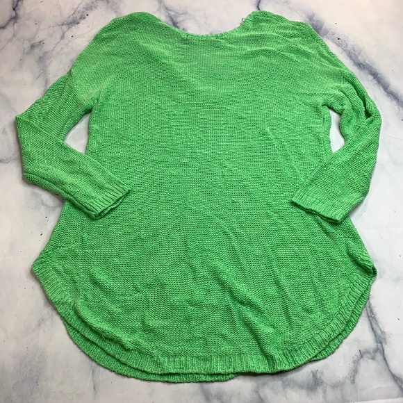 Zara Knit Bright Green Open Knit ScoopNeck Sweater - Picture 4 of 8